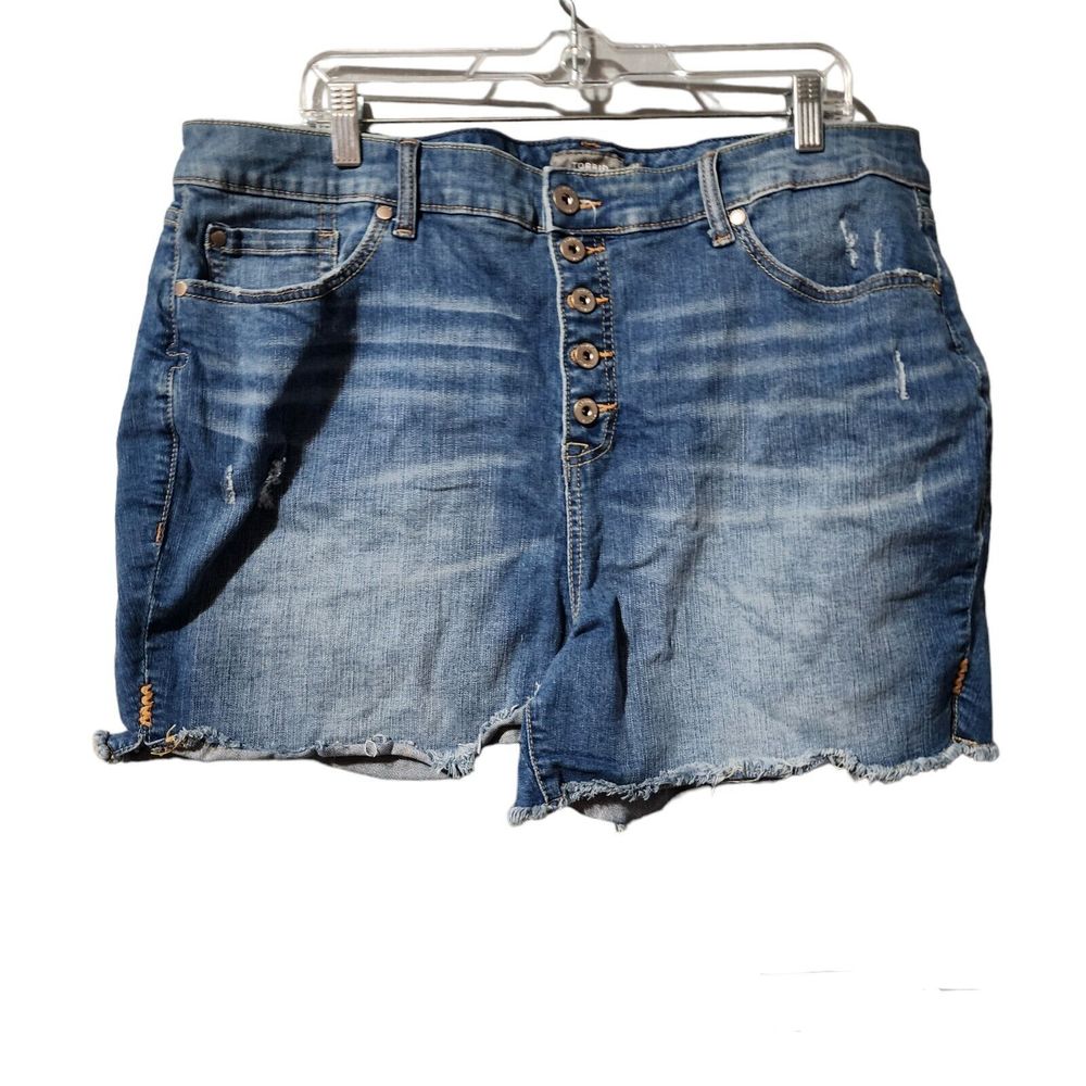 Torrid Button Fly Denim Jean Shorts, Stretch, Raw Hem Cut Off. Women's Size 22